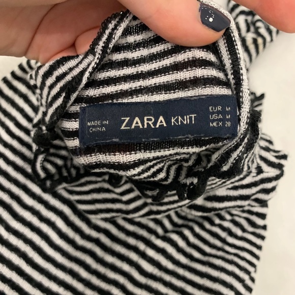 Zara Mock Neck Striped Top - Picture 2 of 3